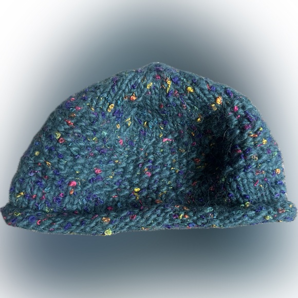 Colorful Hand Knit Blue Beanie | New - Picture 6 of 13